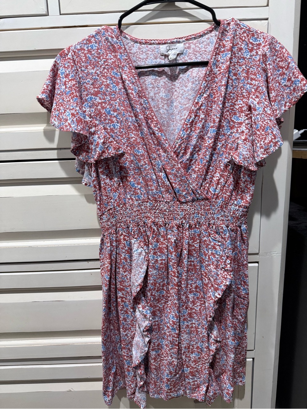J. Crew Dusty Rose Floral Smocked Waist Mini Dress